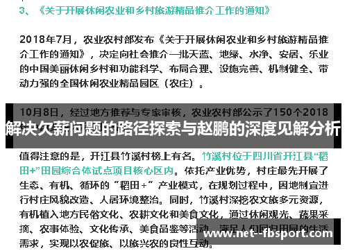 解决欠薪问题的路径探索与赵鹏的深度见解分析