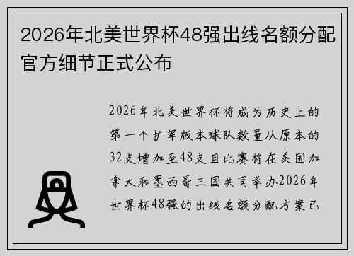 2026年北美世界杯48强出线名额分配官方细节正式公布